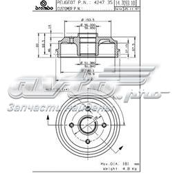 14709310 Brembo Tambor do freio traseiro