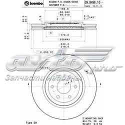 Disco do freio dianteiro 09B49610 Brembo
