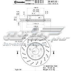 Disco do freio dianteiro 09A61351 Brembo