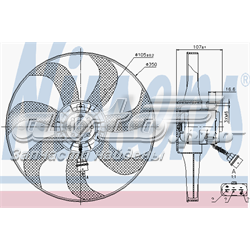 85725 Nissens Ventilador elétrico de esfriamento montado (motor + roda de aletas)