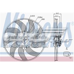 Ventilador elétrico de esfriamento montado (motor + roda de aletas) esquerdo Nissens 85728 preço, a partir de 144,75 USD