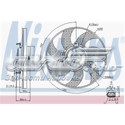 85733 Nissens Ventilador elétrico de esfriamento montado (motor + roda de aletas) direito