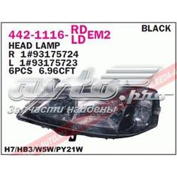 Luz direita 1216288 Opel