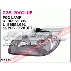 Luzes de nevoeiro esquerdas 95169824 General Motors