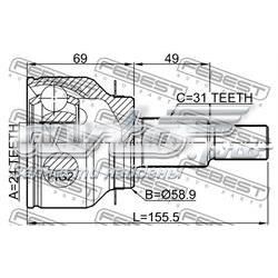 FTB622510 Mazda Junta homocinética externa dianteira