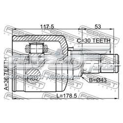 3817A159 Mitsubishi Junta homocinética interna dianteira esquerda
