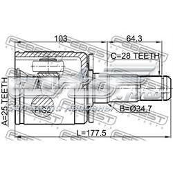 Junta homocinética interna dianteira esquerda Mitsubishi MB526273