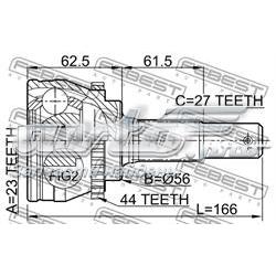 Junta homocinética externa dianteira 392115V410 Nissan/Infiniti
