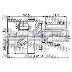 Junta homocinética interna dianteira Febest 1211YFLH preço, a partir de 78,50 USD