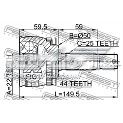 Junta homocinética externa dianteira Febest 2210CER16A44 preço, a partir de 50,26 USD