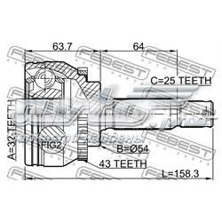 Junta homocinética externa dianteira Febest 0410EA3A43 preço, a partir de 72,70 USD