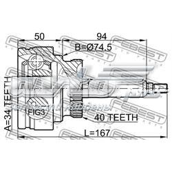 Junta homocinética externa dianteira Febest 1410REXIIPTA40 preço, a partir de 66,46 USD
