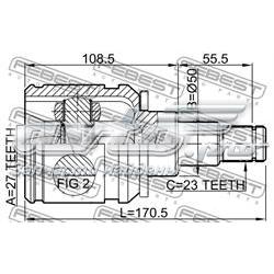 Junta homocinética interna dianteira esquerda 4304042020 Toyota
