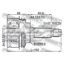 Compre 0810S11A44 Febest Junta homocinética externa dianteira