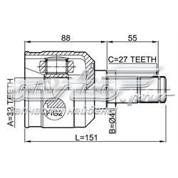 Junta homocinética interna dianteira 3817A020 Mitsubishi