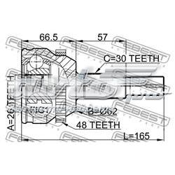 Compre 0110MCV30A48 Febest Junta homocinética externa dianteira