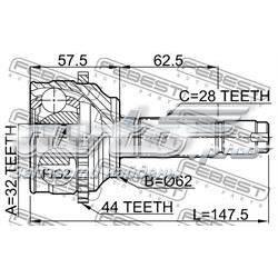 Junta homocinética externa dianteira Febest 0510044A44 preço, a partir de 48,16 USD