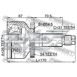 Compre 2210CARNA54 Febest Junta homocinética externa dianteira