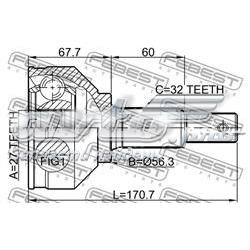 Junta homocinética externa dianteira Nissan/Infiniti 392111AA0A preço, a partir de 58,78 USD