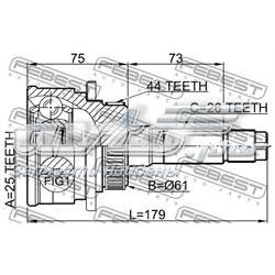Junta homocinética externa dianteira Febest 0510B25A44 preço, a partir de 66,91 USD