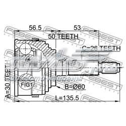 Junta homocinética externa dianteira Febest 0310055A50 preço, a partir de 42,90 USD