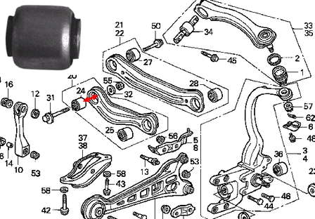 52365SM4005 Honda Bloco silencioso do braço oscilante inferior traseiro