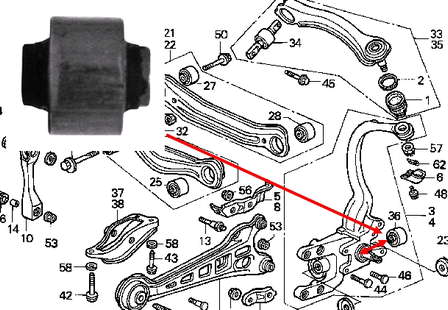 Compre 52622SN7003 Honda Bloco silencioso do pino de apoio traseiro