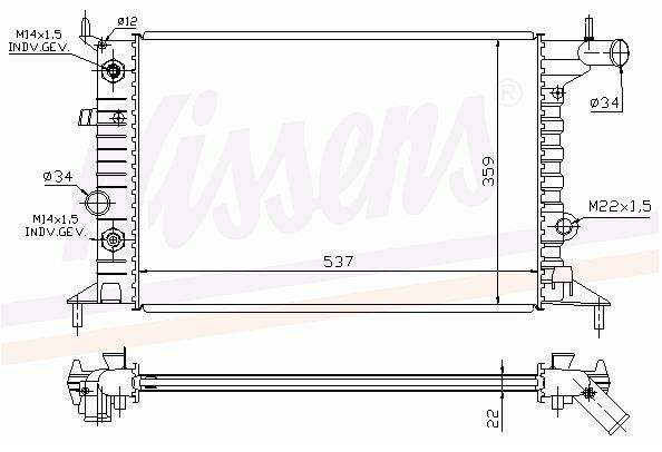 1300158 Opel Radiador de esfriamento de motor