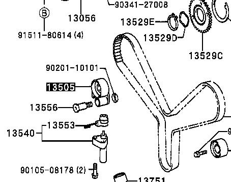 1350550030 Toyota Rolo de reguladora de tensão da correia do mecanismo de distribuição de gás