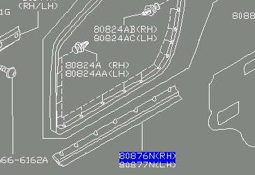 80876EQ70A Nissan/Infiniti Moldura da porta dianteira direita inferior