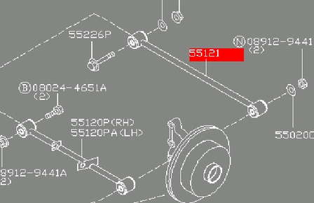551218H510 Nissan/Infiniti Barra transversal de suspensão traseira