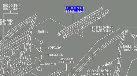 808208H300 Nissan/Infiniti Moldura da porta dianteira direita superior