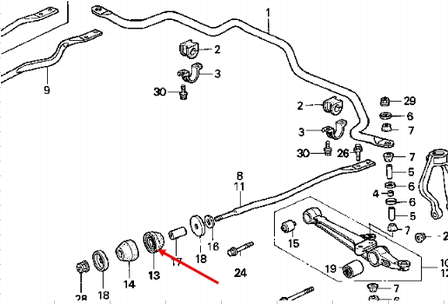 51381S84A01 Honda Bucha traseira da barra radial dianteira
