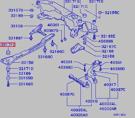 MB303650 Mitsubishi Bucha de viga longitudinal dianteira de motor