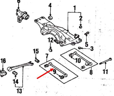 20250AC100 Subaru Braço oscilante inferior esquerdo de suspensão traseira/direita