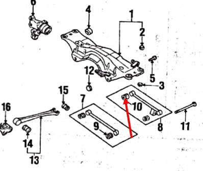 20251AA021 Subaru Bloco silencioso interno traseiro de braço oscilante transversal