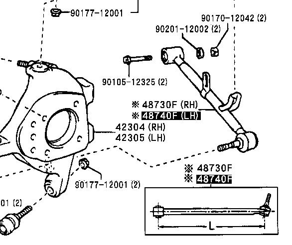 4874050020 Toyota Barra transversal de suspensão traseira