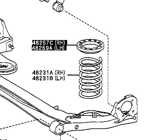 4825728060 Toyota Espaçador (anel de borracha) da mola traseira superior