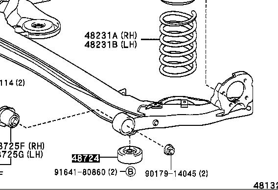 4872444010 Toyota Coxim de viga traseira