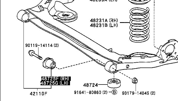 4872558010 Toyota Bloco silencioso de viga traseira (de plataforma veicular)