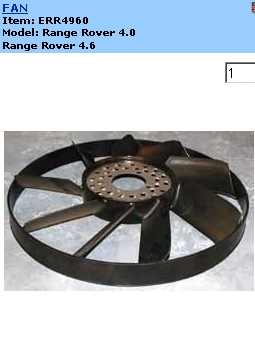 ERR4960 Land Rover Ventilador (roda de aletas) do radiador de esfriamento