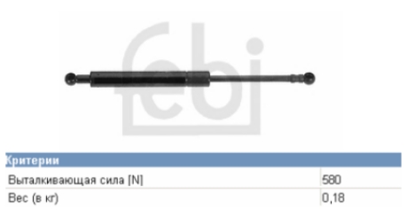 Amortecedor de tampa de porta-malas (de 3ª/5ª porta traseira) Febi 1189 preço, a partir de 10,02 USD