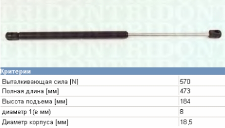 Amortecedor de tampa de porta-malas (de 3ª/5ª porta traseira) 082481 Stabilus