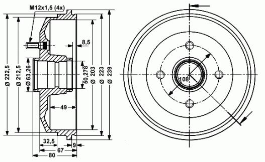 Compre 14724710 Brembo Tambor do freio traseiro