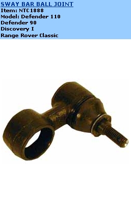 NTC1888 Land Rover Montante de estabilizador traseiro