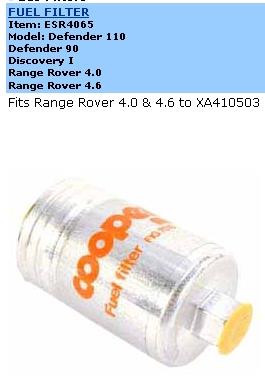 Filtro de combustível Land Rover ESR4065 preço, a partir de 9,29 USD