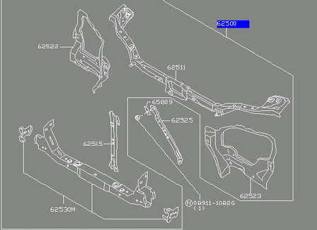625008H300 Nissan/Infiniti Suporte do radiador montado (painel de montagem de fixação das luzes)