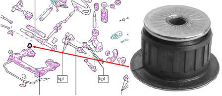 443399419A VAG Bloco silencioso (coxim) de viga dianteira (de plataforma veicular)