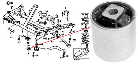 31129068753 BMW Bloco silencioso dianteiro do braço oscilante superior