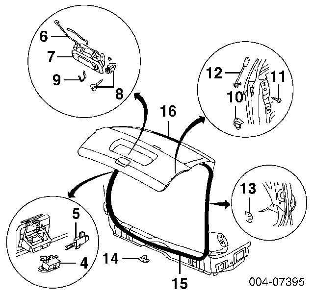 04894554AC Chrysler Amortecedor de tampa de porta-malas (de 3ª/5ª porta traseira)